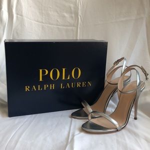 Ladies Polo Ralph Lauren Silver ankle strap sandal